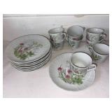 Vintage Shafford Porcelain Cup and Snack Plate Set of 8