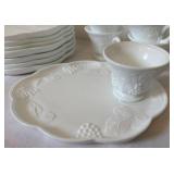 Vintage Indiana Glass Colony Harvest Milk Glass Snack Set