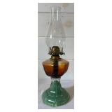 Vintage Kerosene Oil Lamp with Green Base