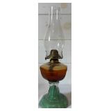 Vintage Kerosene Oil Lamp with Green Base