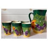Vintage Ditmar Urbach Art Pottery Pitcher and Glasses from Czechoslovakia