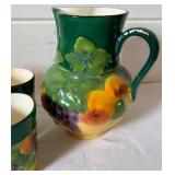 Vintage Ditmar Urbach Art Pottery Pitcher and Glasses from Czechoslovakia