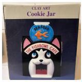 "Fishbowl Cafe" Ceramic Cookie Jar by Clay Art