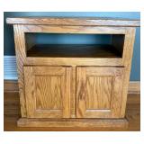 Oak End Table With Doors