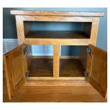 Oak End Table With Doors