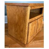 Oak End Table With Doors