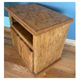 Oak End Table With Doors