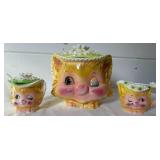Vintage "Miss Priss" Kitty Cookie Jar, Creamer and Sugar Set