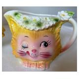 Vintage "Miss Priss" Kitty Cookie Jar, Creamer and Sugar Set