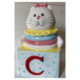 Vintage Cat Cookie Jar with a "C"