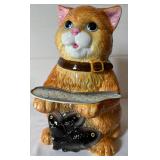 Vintage CKRO Ceramic Cat Cookie Jar Holding Fish