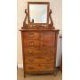 Antique Oak Highboy Chest of Drawers with Mirror