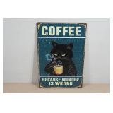 Novelty Metal Sign - Coffee Cat