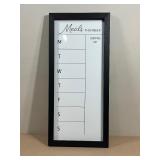 Dry Erase Weekly Meal Planner Board - 11"x24" Black