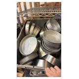 tote of assorted pans