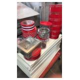 assorted Christmas tins and pails