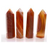 Orange Banded Agate Obelisk Towers - Carved Stone Crystal Points - Qty 7