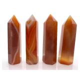Orange Banded Agate Obelisk Towers - Carved Stone Crystal Points - Qty 7