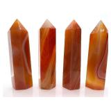 Orange Banded Agate Obelisk Towers - Carved Stone Crystal Points - Qty 7