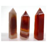 Orange Banded Agate Obelisk Towers - Carved Stone Crystal Points - Qty 7