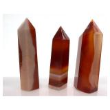Orange Banded Agate Obelisk Towers - Carved Stone Crystal Points - Qty 7