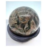 Ocean Jasper Sphere & Stone Base - Hand-Polished Stone Orb