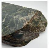 Nephrite Jade Slab - Green Stone Plate with White Veining
