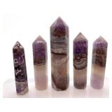 Amethyst Agate Obelisk Points - 5-Piece Display Set & Natural Banding