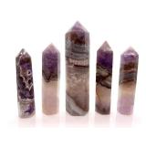 Amethyst Agate Obelisk Points - 5-Piece Display Set & Natural Banding