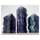 Fluorite Crystal Towers - 3-Piece Set with Purple, Blue & Green Banding