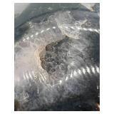 Obsidian Sphere with Quartz Inclusions - Black Stone Orb