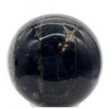 Obsidian Sphere with Quartz Inclusions - Black Stone Orb