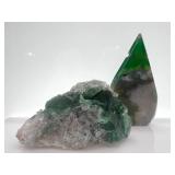 Fluorite Teardrop & Green Fluorite Cluster