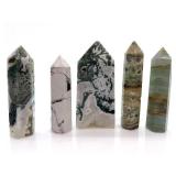 Moss Agate Obelisks (Lot of 6)