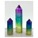 Rainbow Fluorite Crystal Towers - 5-Piece Multi-Color Obelisk Set