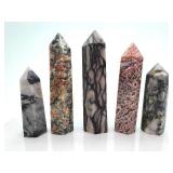 Variety of Obelisk Crystals - 5-Piece Natural Gemstone Tower Set