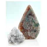 Ocean Jasper Teardrop & Quartz Drusy Cluster