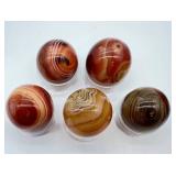 Agate Spheres - 5-Piece Polished Banding Orbs for Display & Collecting