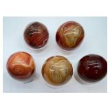Agate Spheres - 5-Piece Polished Banding Orbs for Display & Collecting