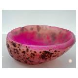 Fuchsia Agate Teardrop & Pink Speckled Bowl - 2-Piece Decorative Stone Set