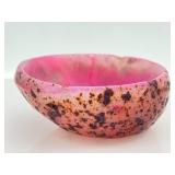 Fuchsia Agate Teardrop & Pink Speckled Bowl - 2-Piece Decorative Stone Set