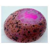 Fuchsia Agate Teardrop & Pink Speckled Bowl - 2-Piece Decorative Stone Set