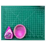 Fuchsia Agate Teardrop & Pink Speckled Bowl - 2-Piece Decorative Stone Set