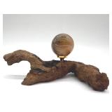 Agate Sphere - Brown Banding On Wood Stand