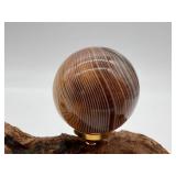 Agate Sphere - Brown Banding On Wood Stand