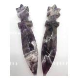 Amethyst Crystal Dagger Pendants - Pair