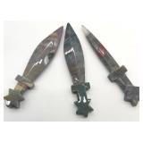 Decorative Stone Daggers (Lot of 3) - Multicolor & Star Pommels