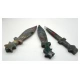 Decorative Stone Daggers (Lot of 3) - Multicolor & Star Pommels