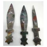 Decorative Stone Daggers (Lot of 3) - Multicolor & Star Pommels