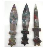 Decorative Stone Daggers (Lot of 3) - Multicolor & Star Pommels